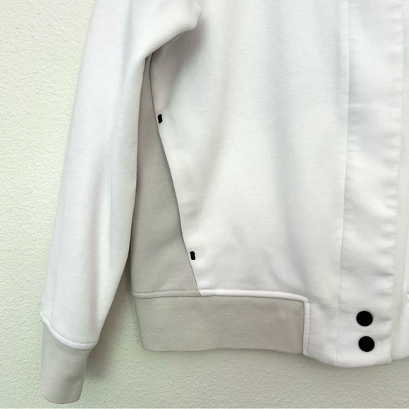Nike Tech Fleece Destroyer Jacket Sweatshirt Bomber White Beige Black Medium - Picture 9 of 12